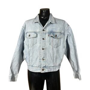 Vintage 90s Levis Denim Jacket Mens M Light Wash Trucker Oversized Classic